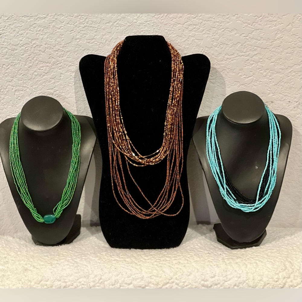 Multilayered Solid Color Beaded Necklaces - image 1